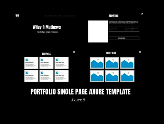 Resume & Portfolio single page Axure RP 9 template